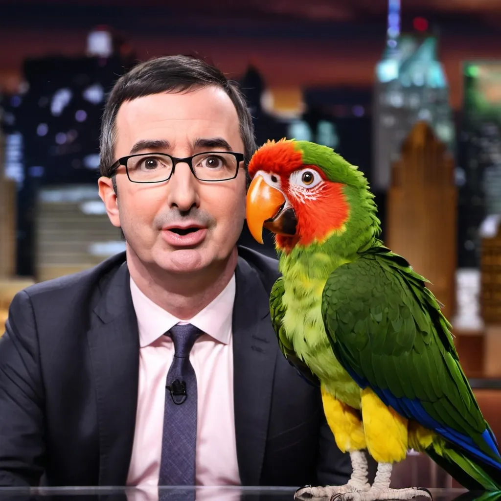 Prompt: John Oliver becoming a parrot 