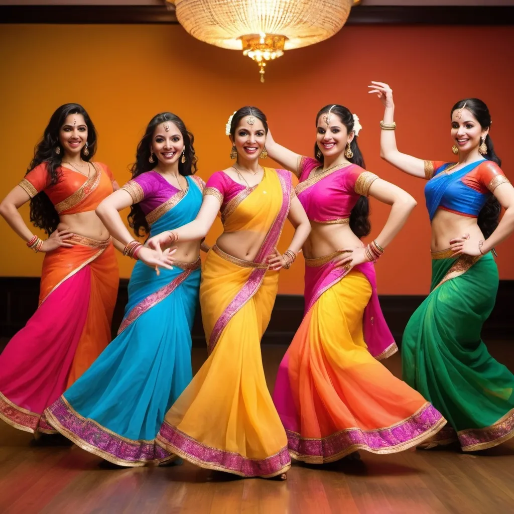 Prompt: 5 American Women practicing Bollywood dancing

