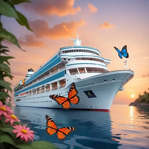 Prompt: Butterfly cruise ship