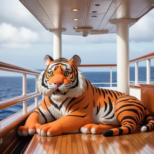 Prompt: Tiger on a cruise ship