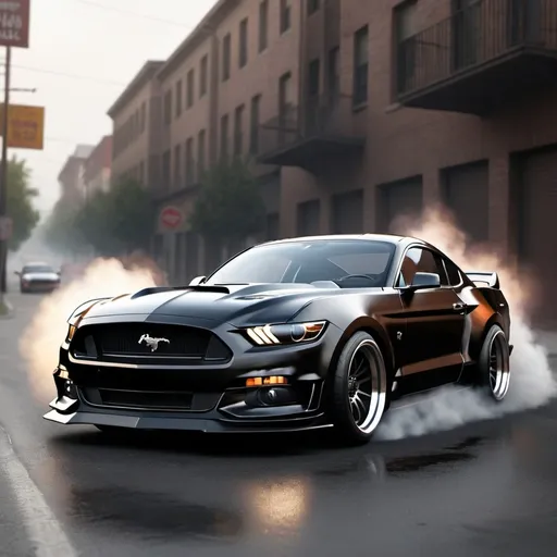 Prompt: street racing realistic black mustang