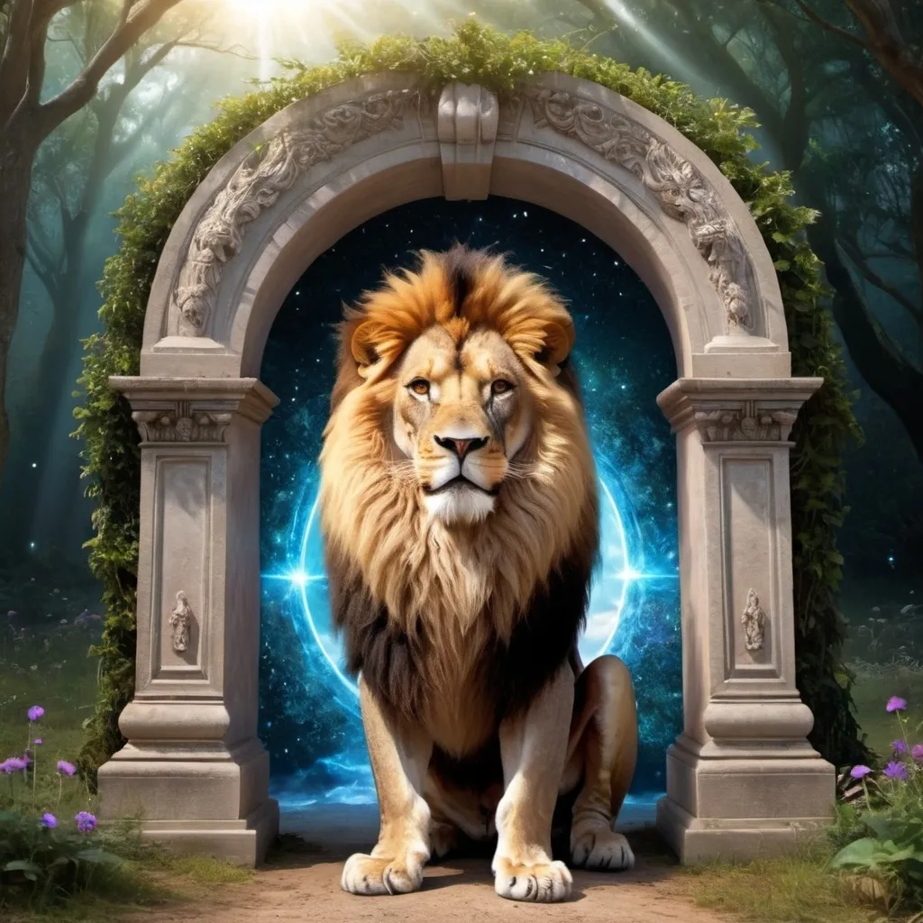 Prompt: Magical Lion portal heaven 