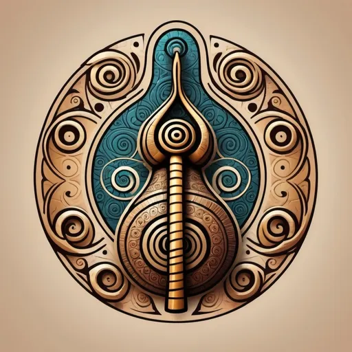 Prompt: A logo with snail in abstract spiral african motif, ankh sign, staff, rocky
KIAD 
