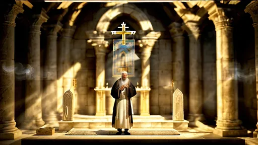 Prompt: A photo realistic image of elderly Zechariah, dressed as a first century Jewish priest, approaching the altar of incense in the Temple of Jerusalem, speaking with the angel of the God