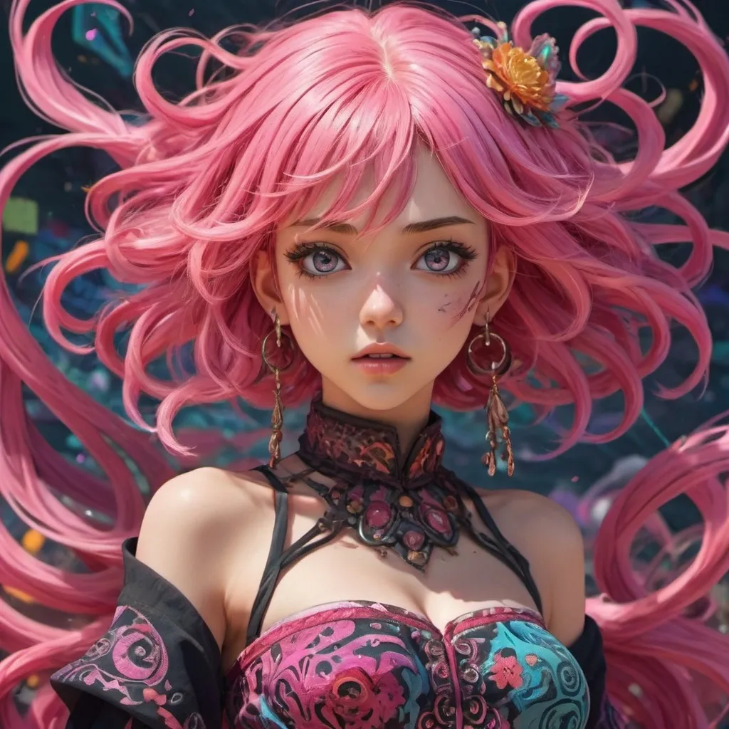 Prompt: anime, girl, detailed, pink hair, mad, very detailed