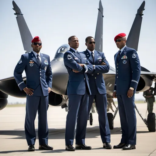 Prompt: Air Force, with Black men flying the most powerful jet man have even seen