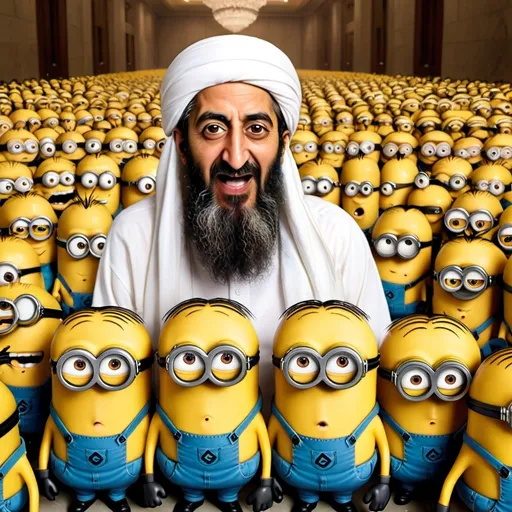 Prompt: Osama bin laden committing 9/11 with minions from despicable me