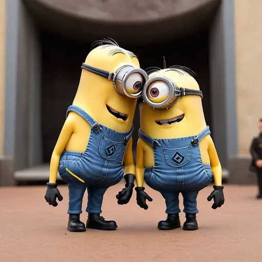 Prompt: Minion and gru making out