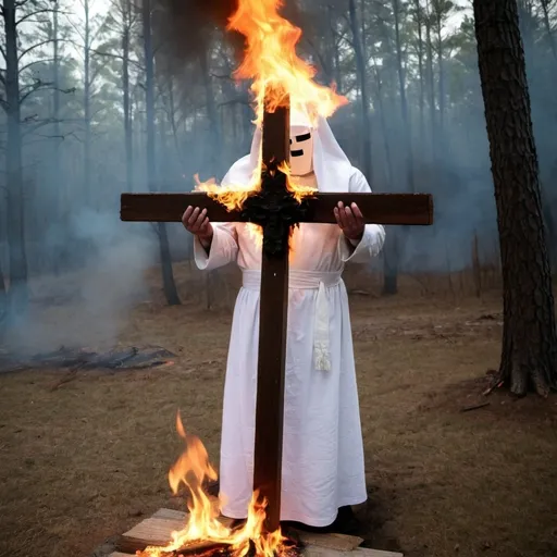 Prompt: Kkk burning a cross