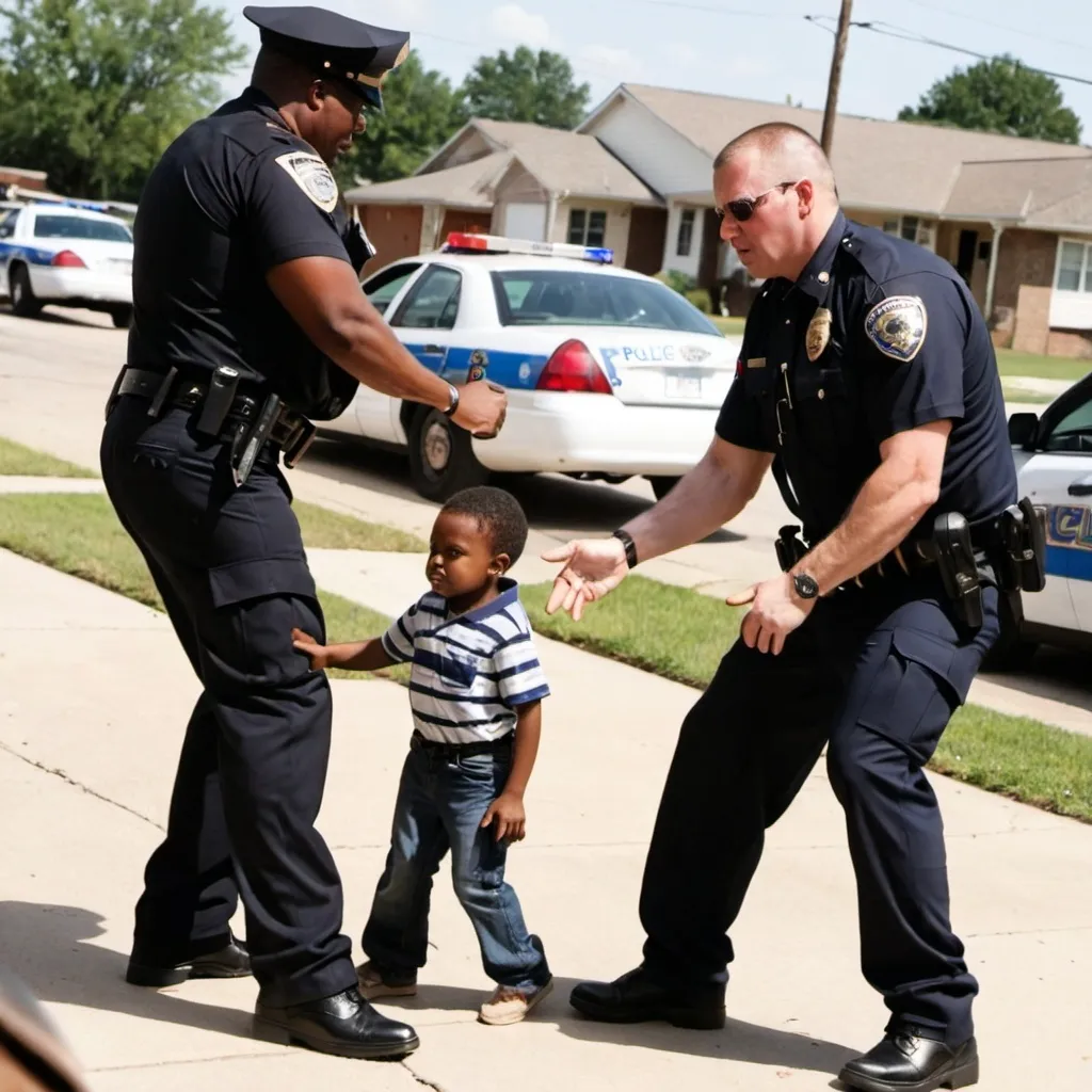 Prompt: Police officer gunning down a black child for “theft”