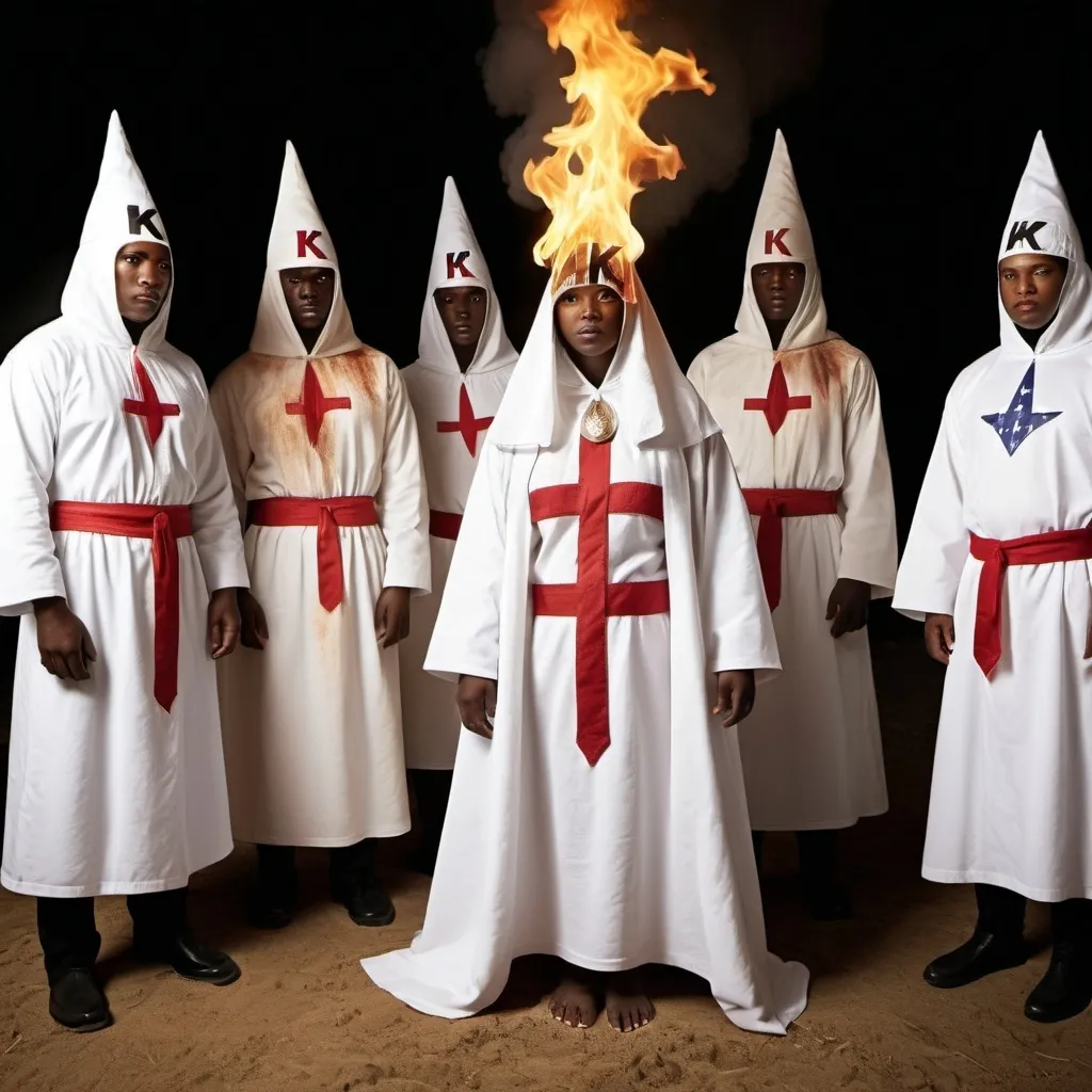 Prompt: Kkk burning people of the opposite skin tone