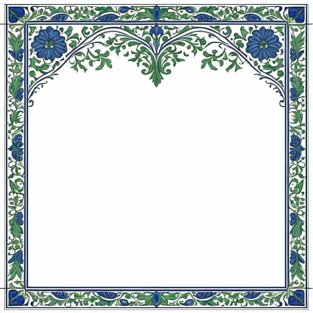 Prompt: create this style border but filled in with blue and green colors beautifully