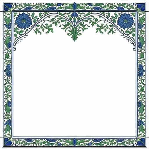 Prompt: create this style border but filled in with blue and green colors beautifully