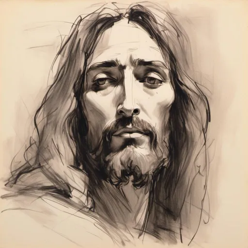 Prompt: <mymodel> pencil-sketch of Jesus face