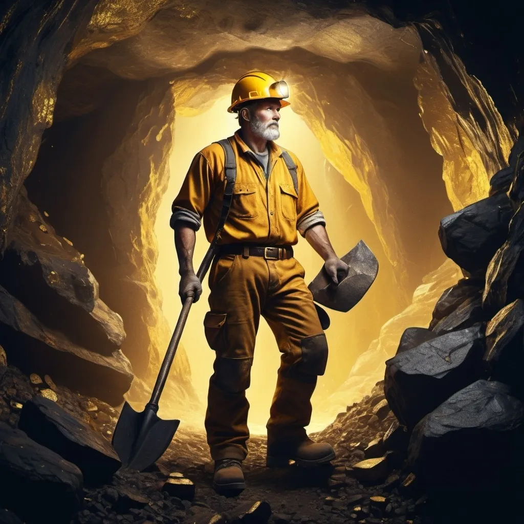 Prompt: create an avatar of miner with logo
 on image"Digital Data Todays Gold Rush"