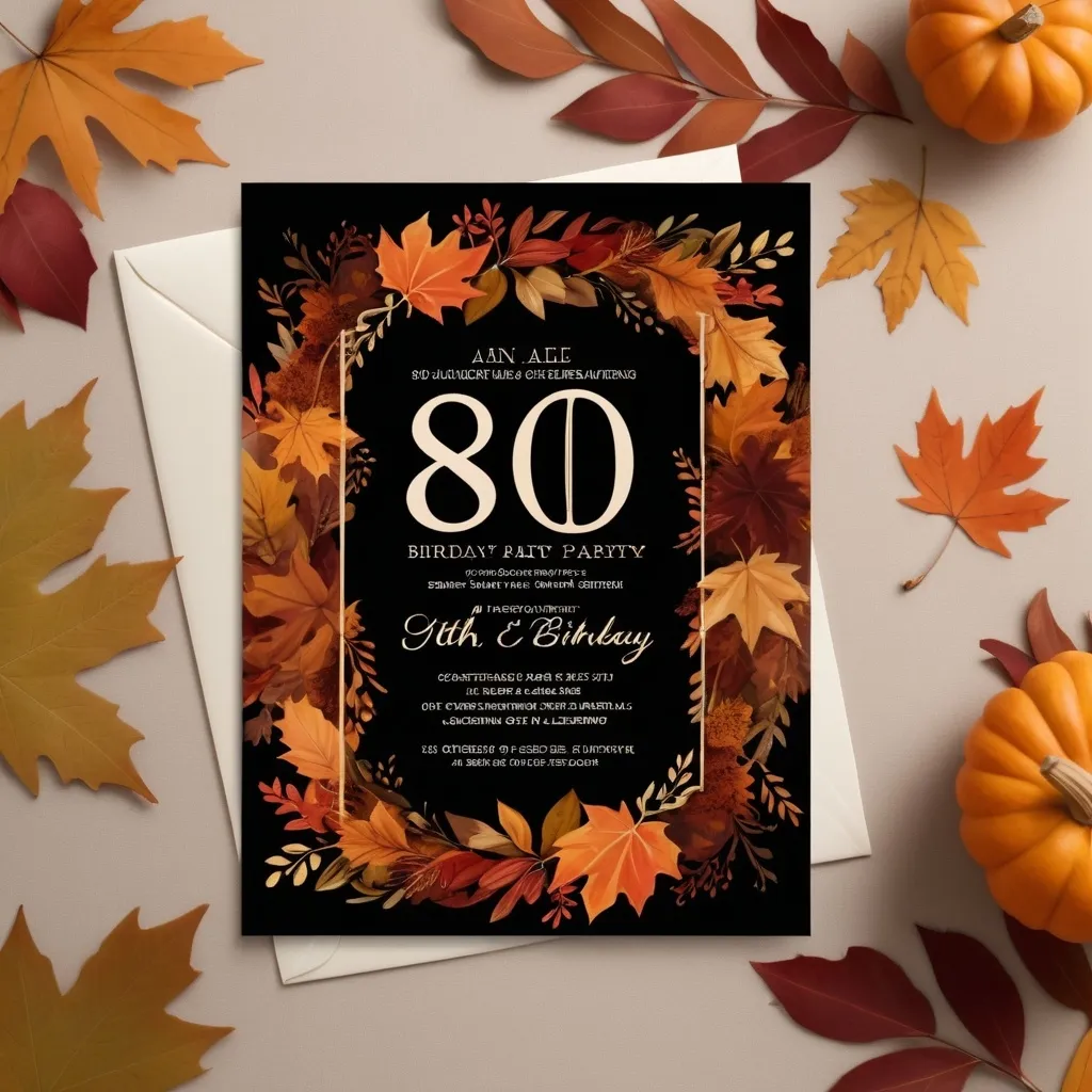 Prompt: 80th birthday party invitation autumn