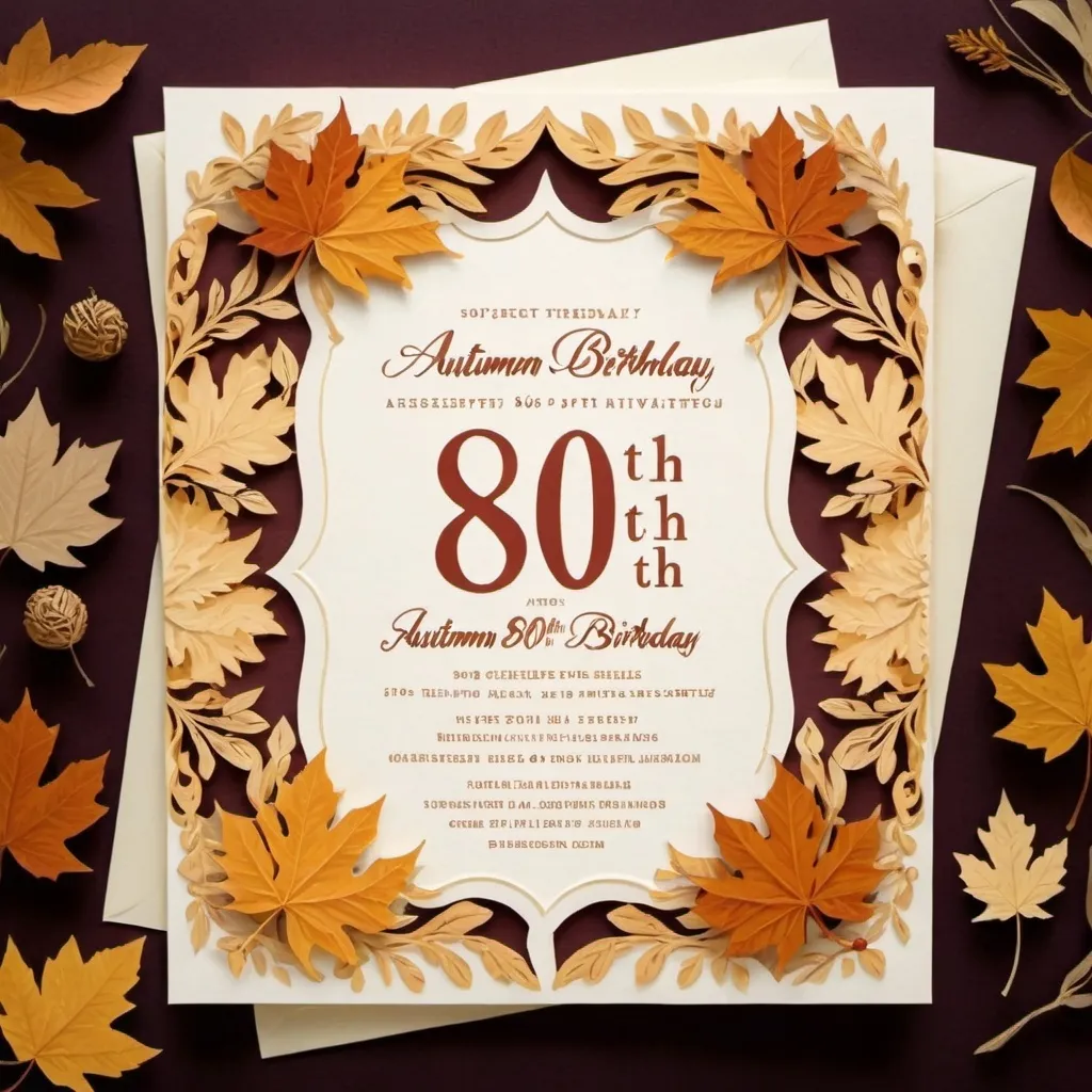 Prompt: 80th birthday party invitation autumn