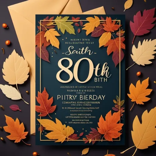 Prompt: 80th birthday party invitation autumn
