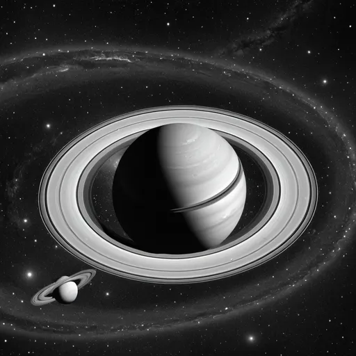 Prompt: black and white, PLANER SATURN