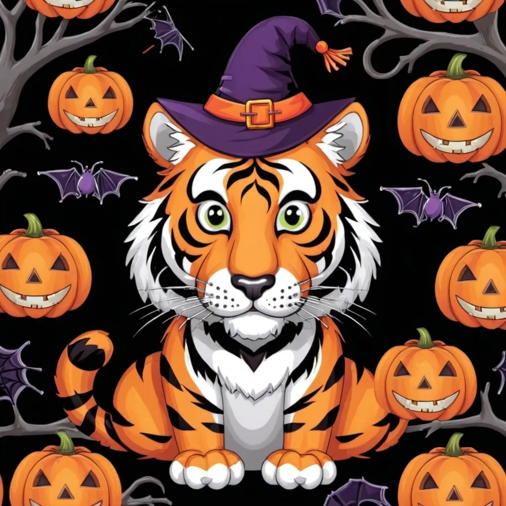 Prompt: Tiger with Halloween images