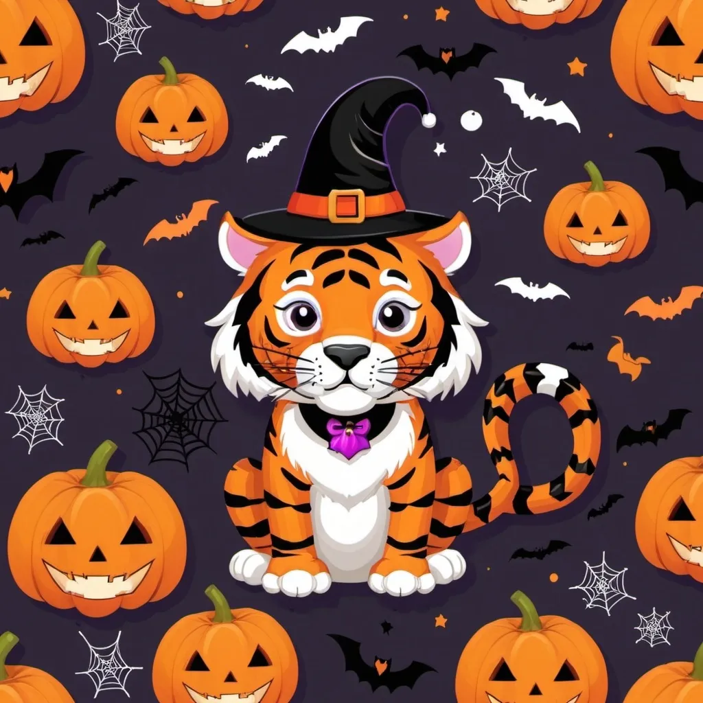 Prompt: Tiger with Halloween images