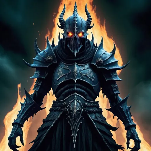 Prompt: Eldrazi, Dark Souls, Cruel World, 4K, gothic inspired, cosmic horror, more fire, make the flames hellfire blue