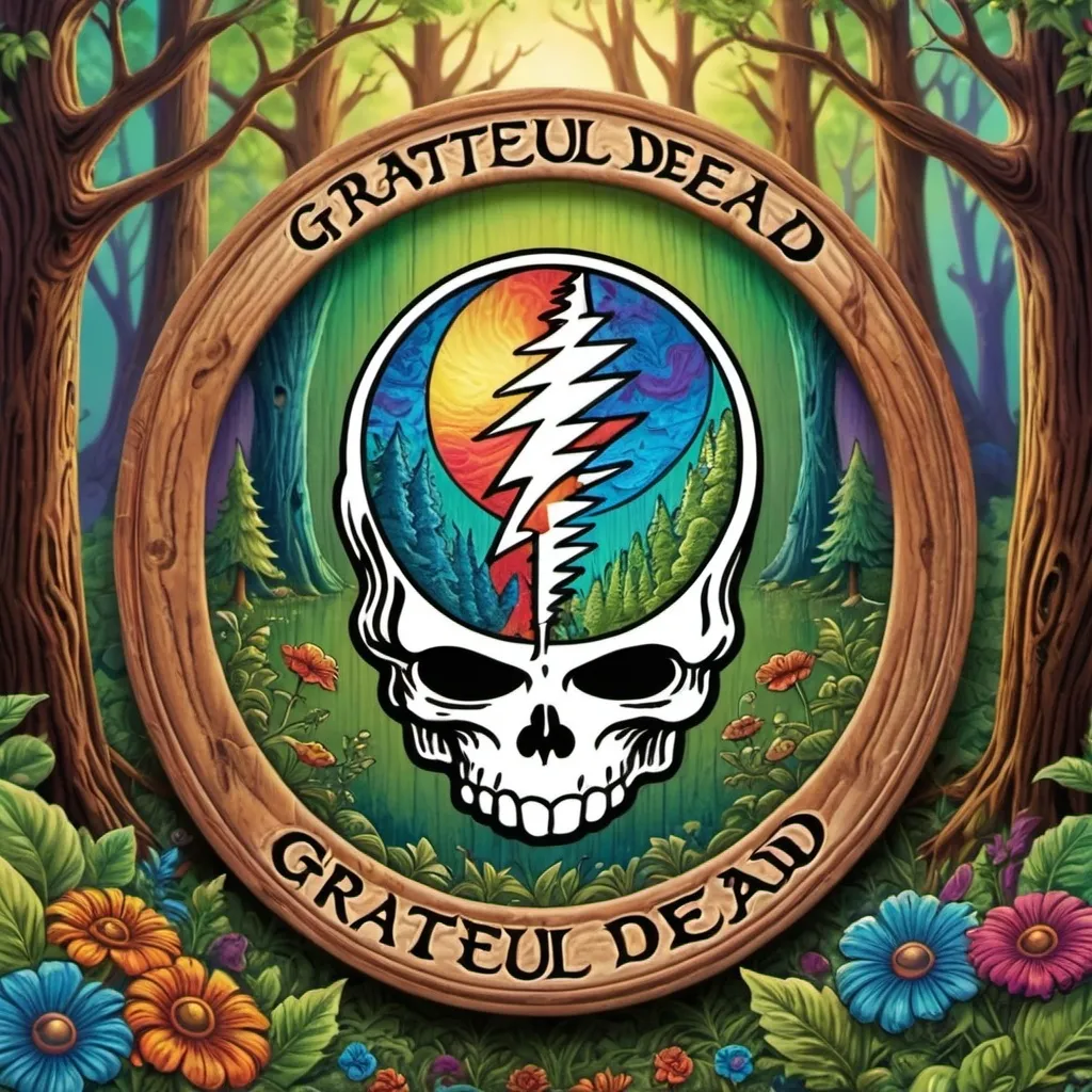 Prompt: Grateful dead logo with trees