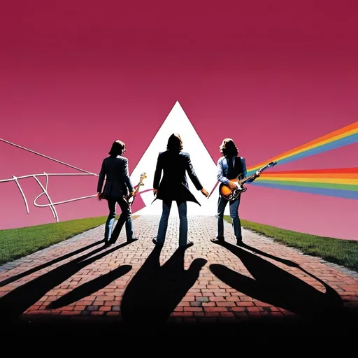 Prompt: rock music dark red background Pink floyd back