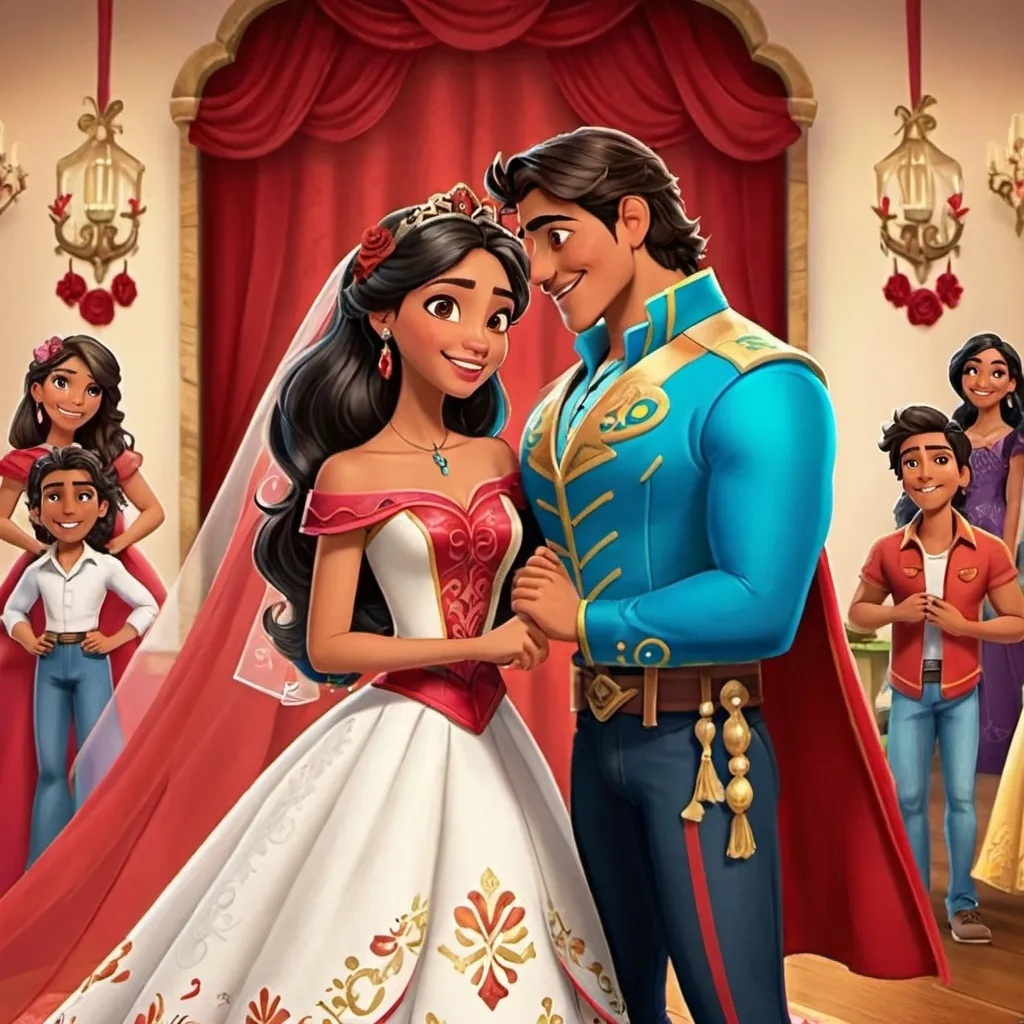 Prompt: Elena of Avalor and Mateo wedding