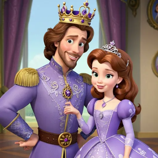 Prompt: Sofia the First and her step-father King Roland