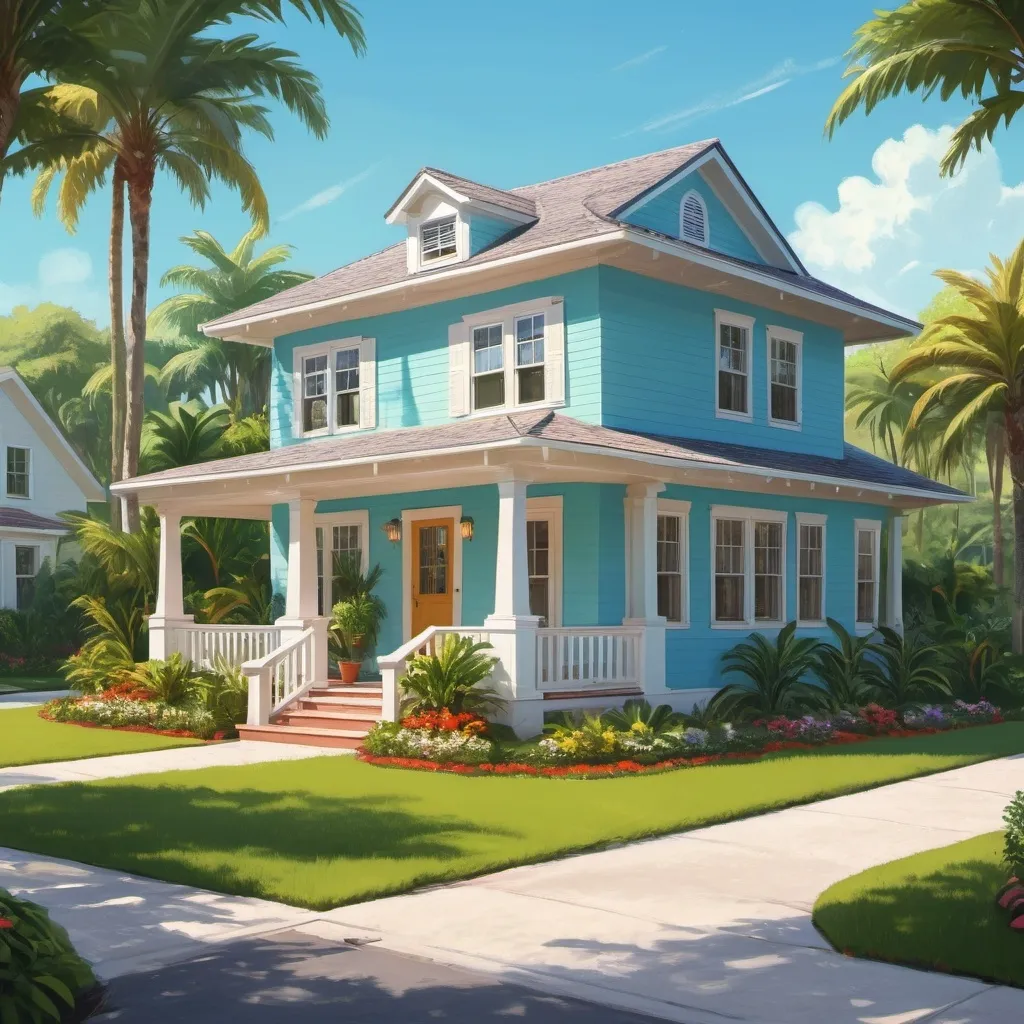 Prompt: image of an homeowner looking at his florida home from the front of the house
-+-*+)+
*)-+
