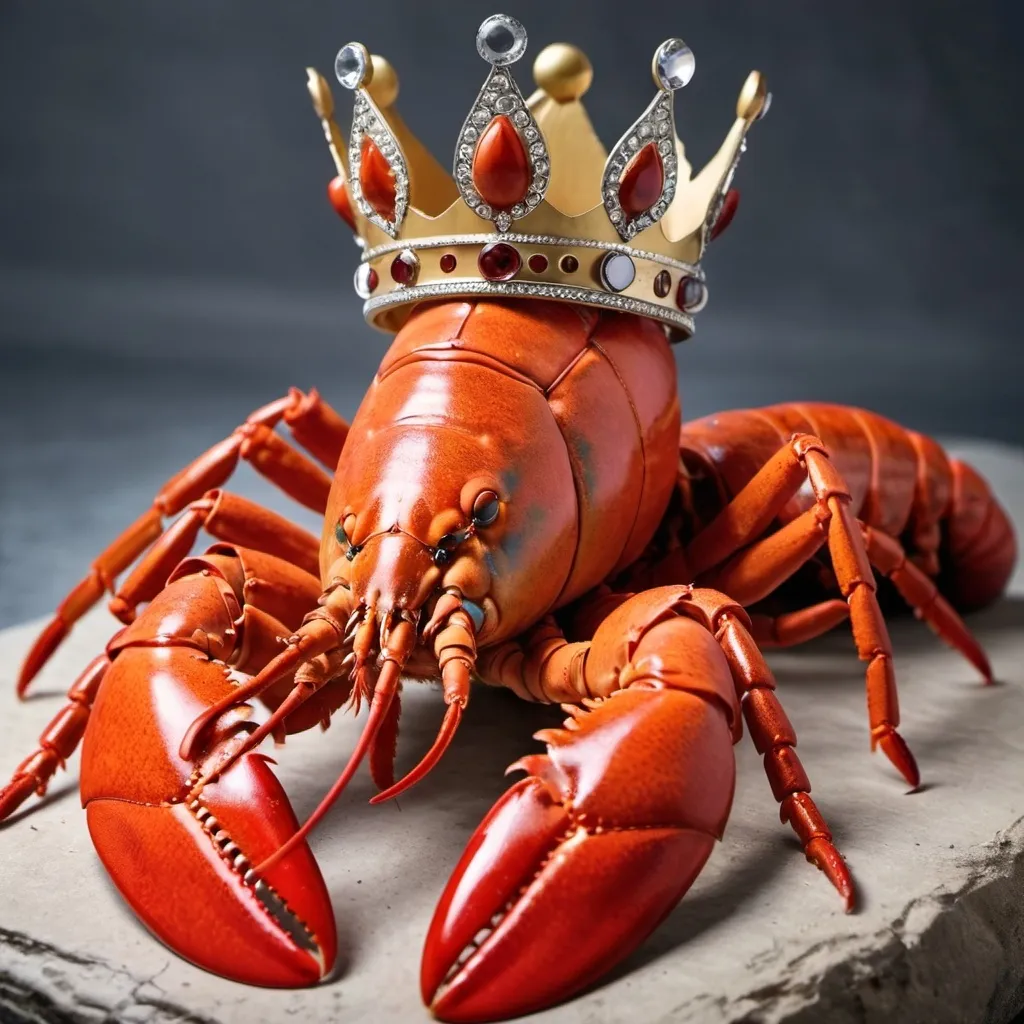 Prompt: Lobster with a kings crown on is head