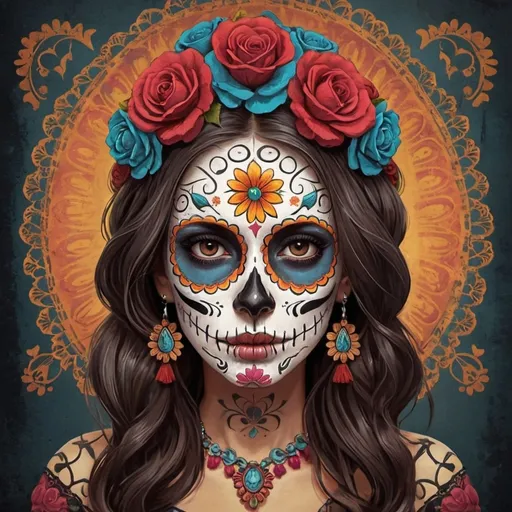 Prompt: bohemian day of the dead art