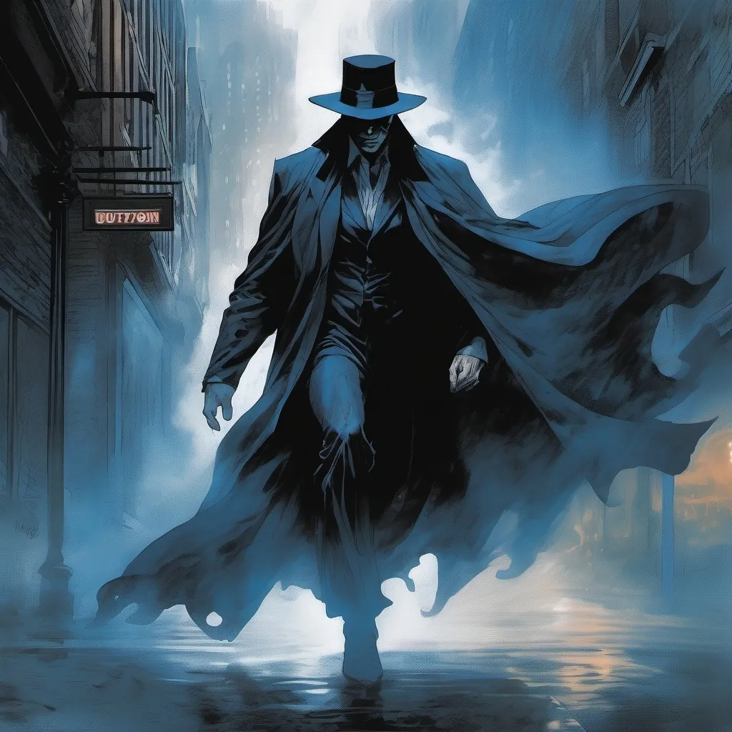 Prompt: Vic Sage merges Phantom stranger 
