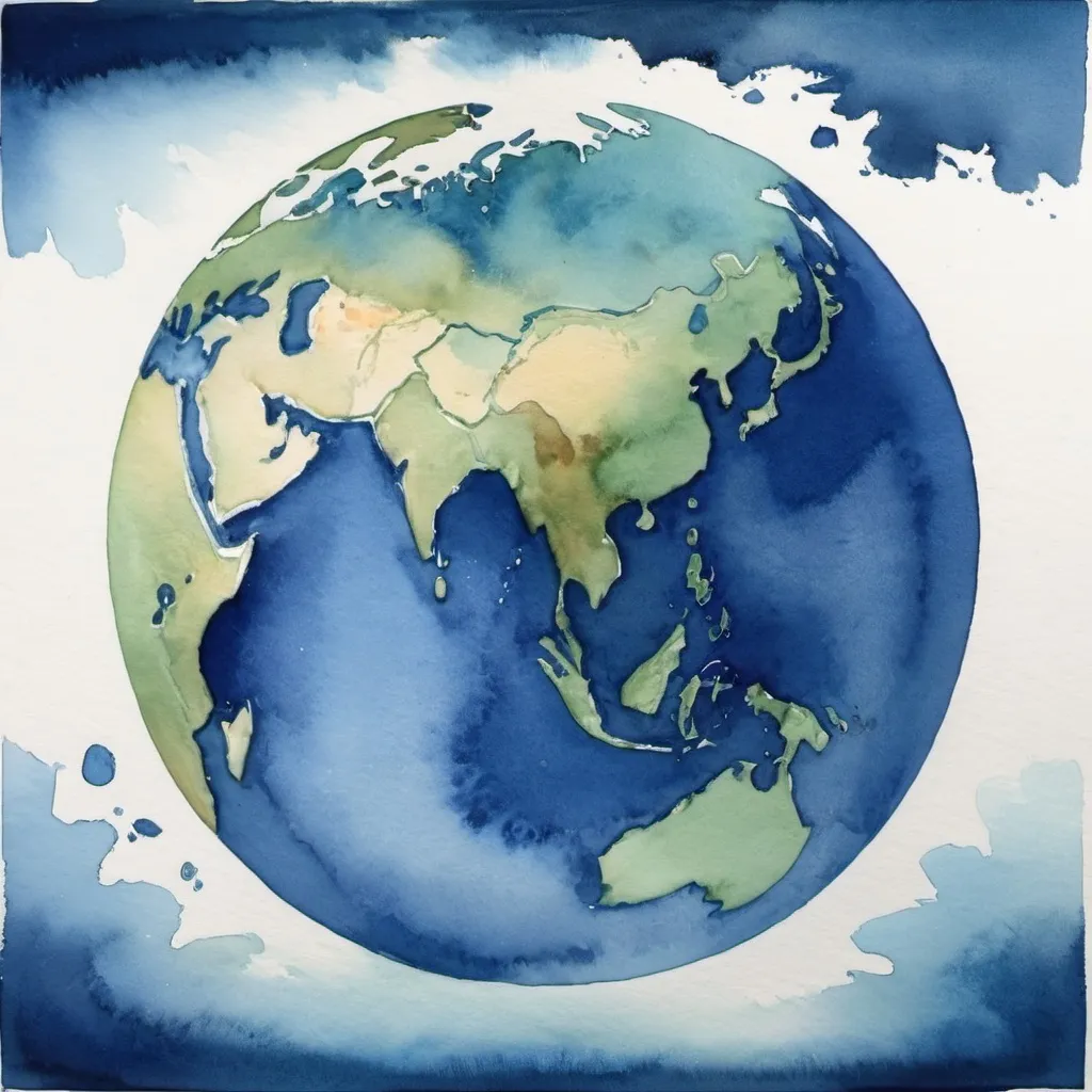 Prompt: Blue earth, watercolor
