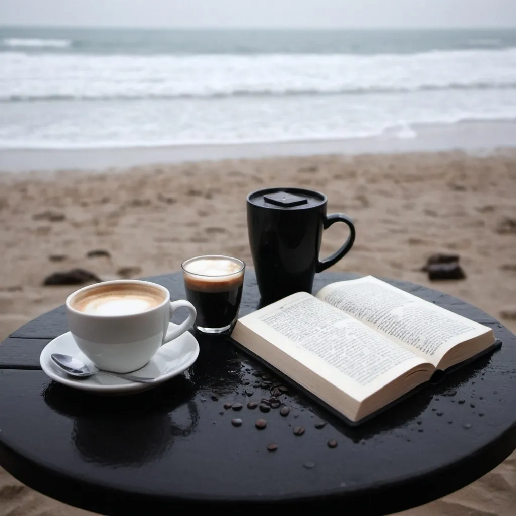 Prompt: Coffee 
Black 
Hot and iced
Books
Beach 
Rain 
Home
Table