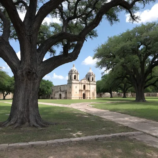 Prompt: a scene of mission concepcion in san antonio national historical park
