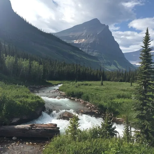 Prompt: a mountain scene in glacier national park
