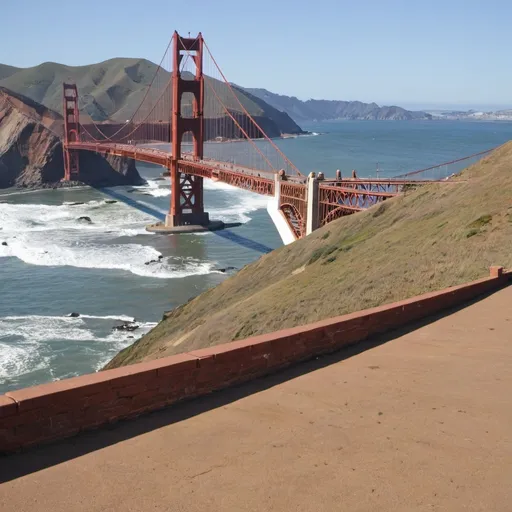 Prompt: a scene at golden gate national park overlooking fort point
