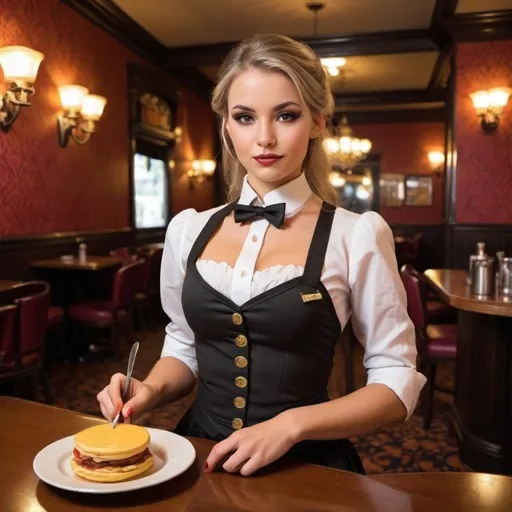 Prompt: Classy slave waitress