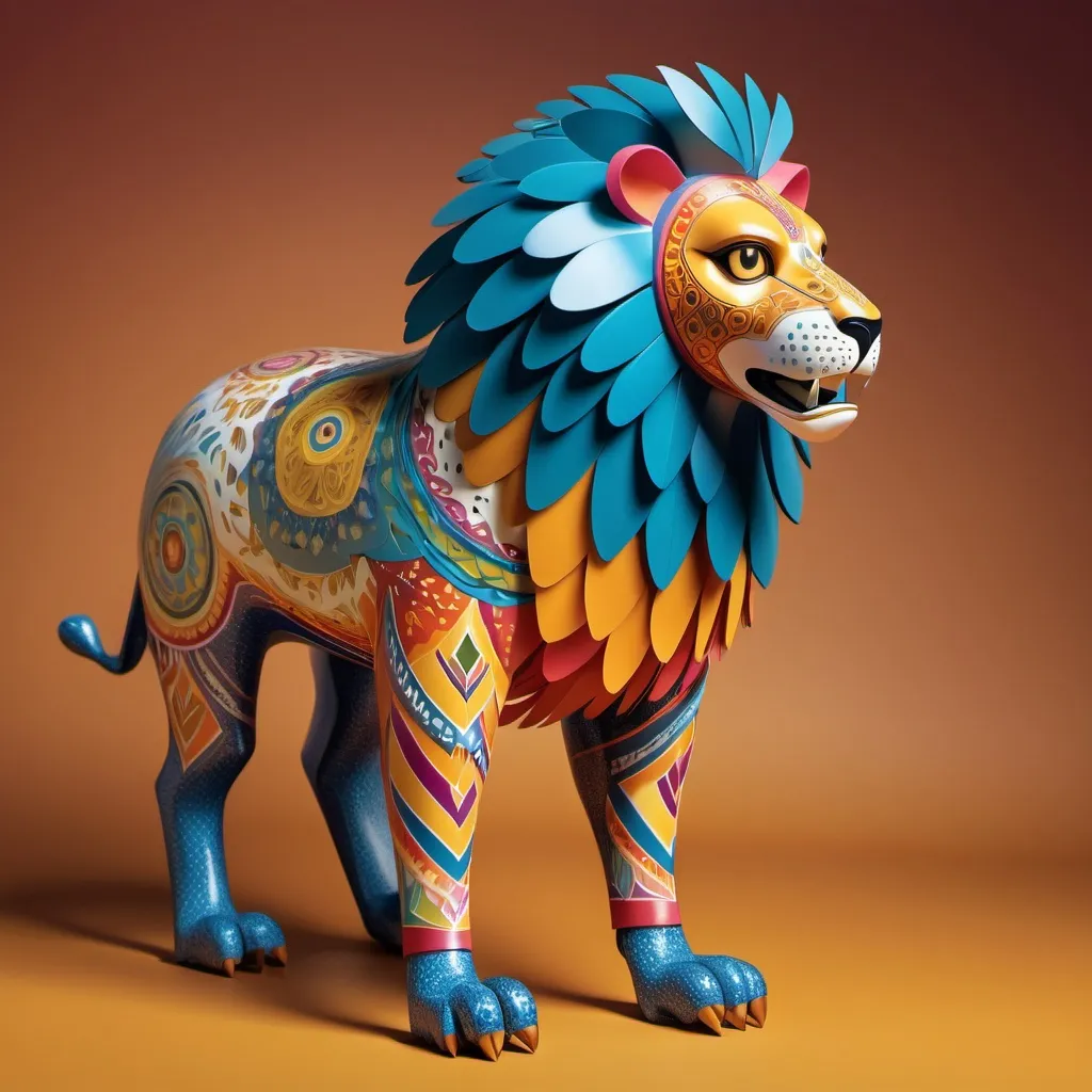 Prompt: Generate an image of an alebrije spirit animal with the body of a lion and the head of an eagle