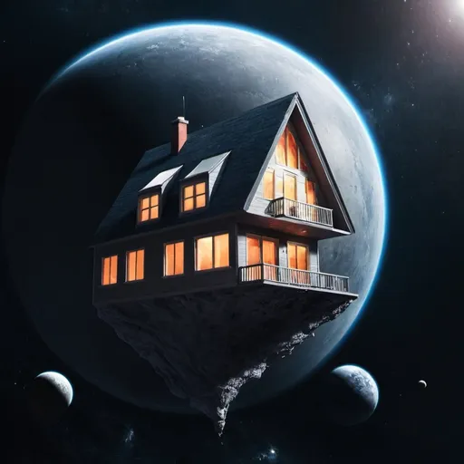 Prompt: A house in space 