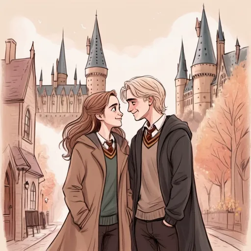 Prompt: cute scribble of dramione (Draco Malfoy and Hermione Granger)
