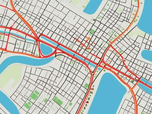 Prompt: Traffic congestion map in gis style