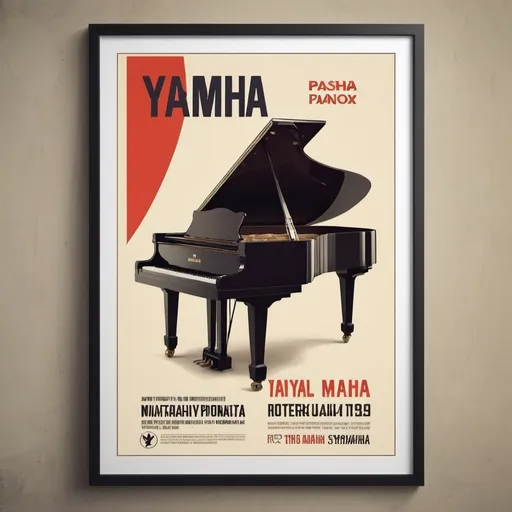 Prompt: Make a Yamaha piano advertising poster. Make it minimal and Russian propaganda poster style.
