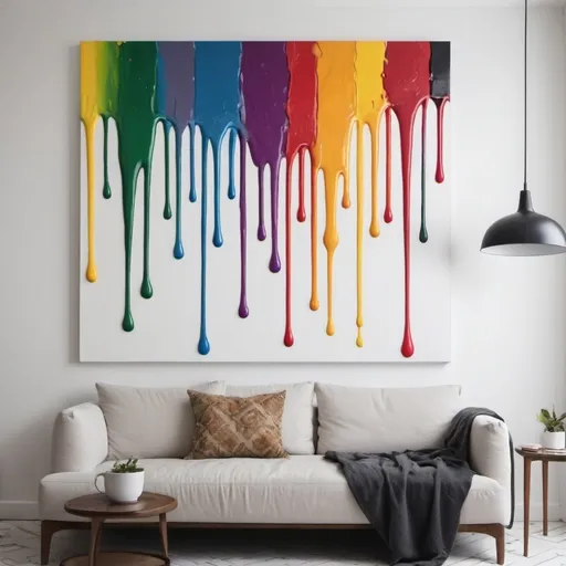 Prompt: I want the same multi color type images with paint drips and paint splashes on a white canvas, But I need to have a clean white border around the outside of the design with no paint being cut or cropped. Can you help me?
