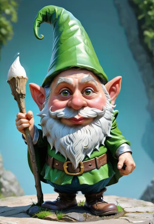 Prompt: Gnome with a green Cape
