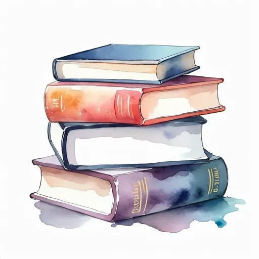 Prompt: Stack of 3 books, trendy, modern look, water color style