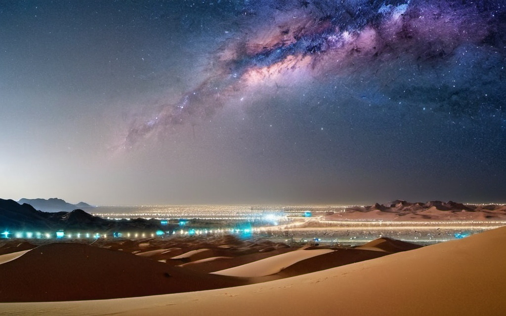 Prompt: Saudi Arabian desert starry night