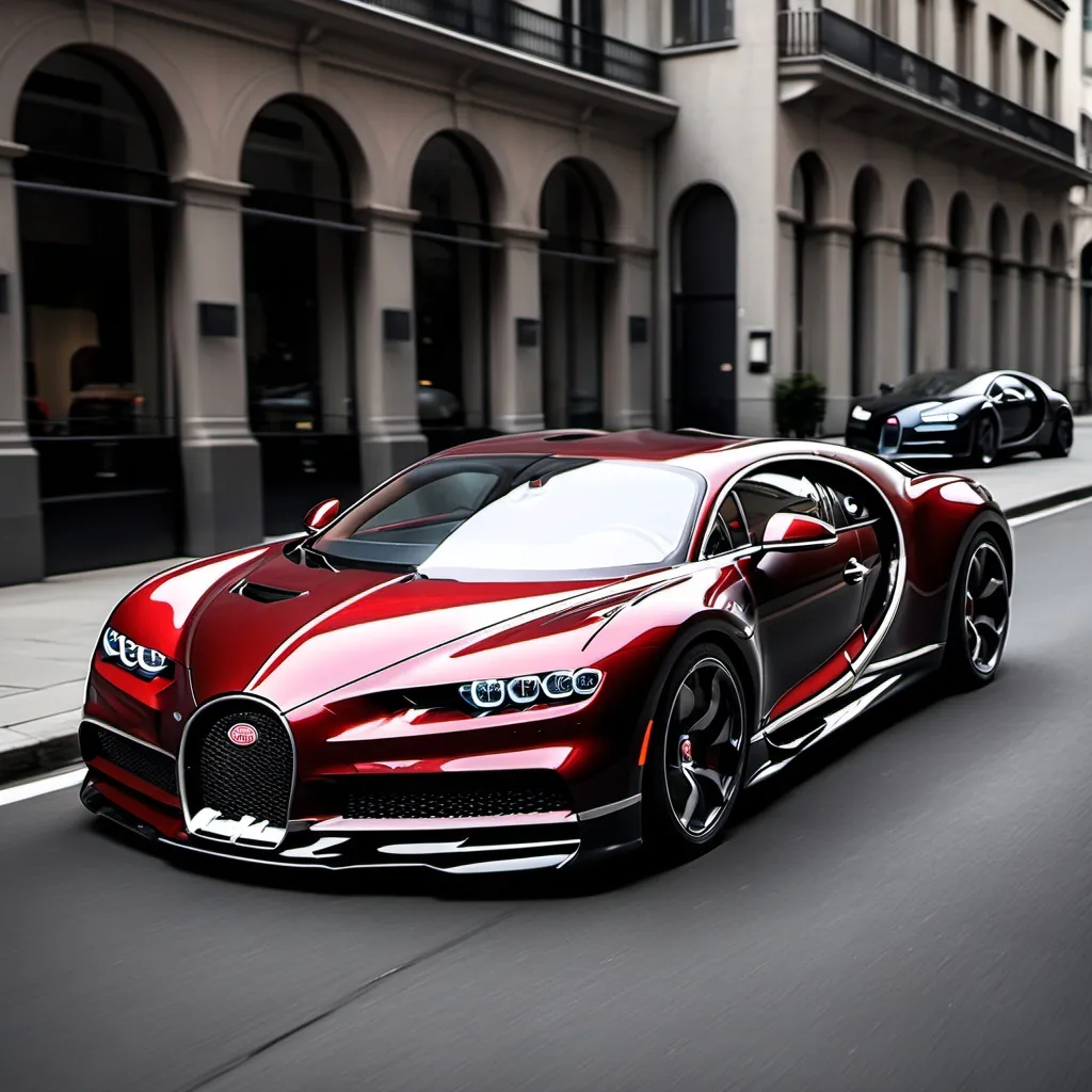 Prompt: Dark red Bugatti Chiron